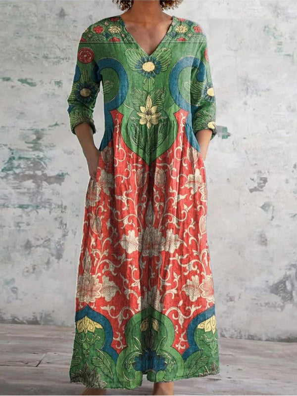 Celestine Maxi jurk met vintage bloemenprint - comfortabel en luchtig